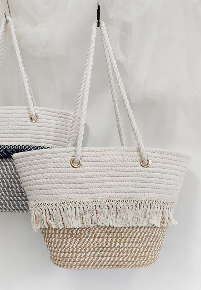 Women's New Bohemian Tassel Cotton Rope Braided BagCA24061717GY