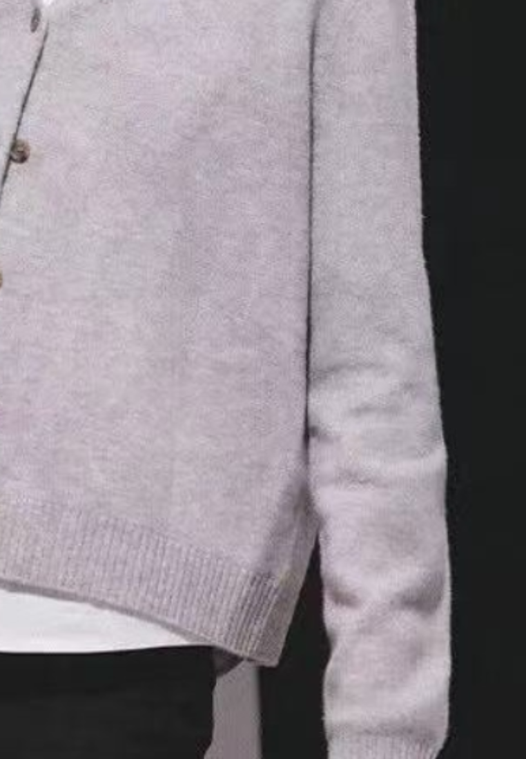 Wool crew neck knitted grey vest CA25110317MT