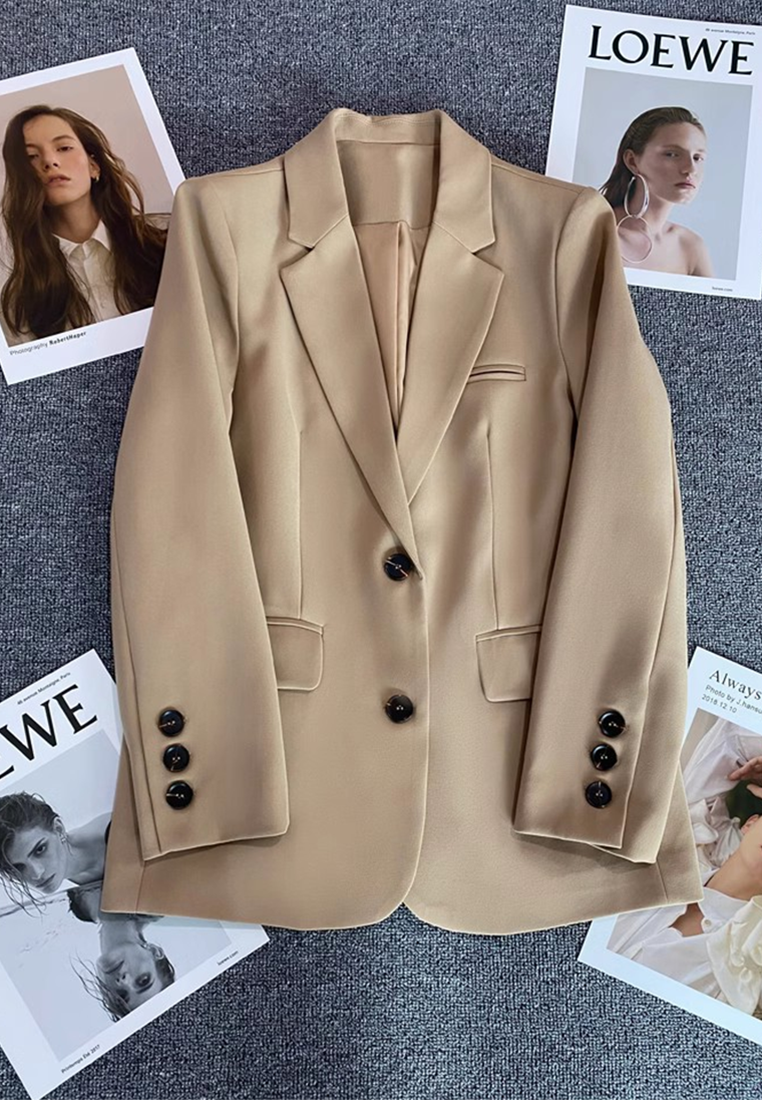 Autumn New Korean Style Loose Straight Cut Suit CA25102418BW