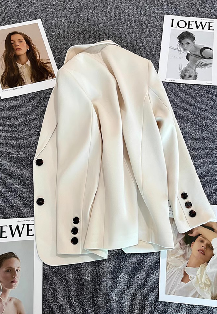 Autumn New Korean Style Loose Straight Cut Suit CA25102418BW