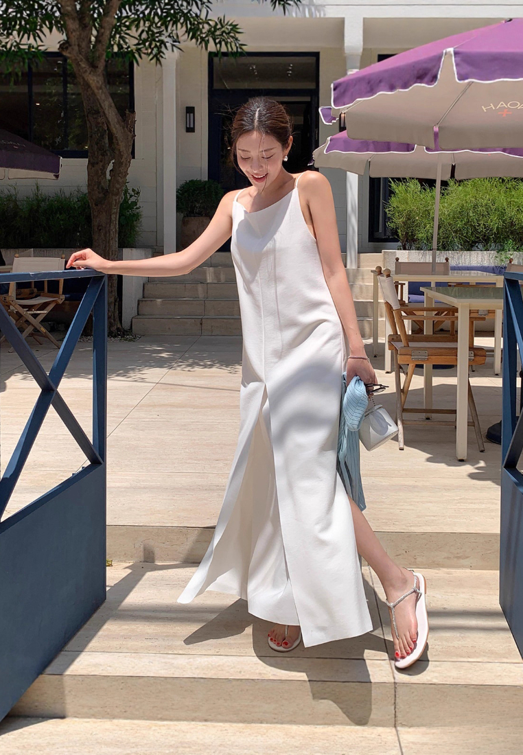 Chic Style Spaghetti Strap Front Slit Maxi Dress Multi Color K26042904