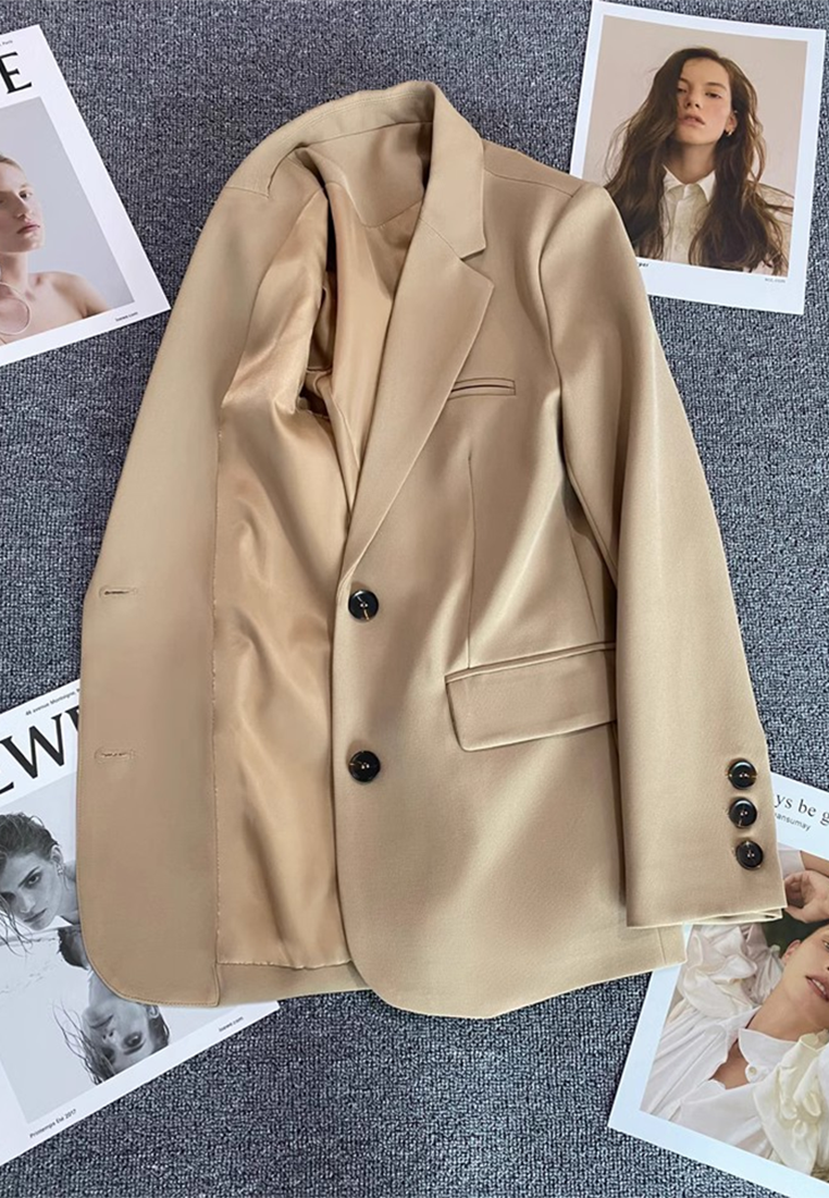 Autumn New Korean Style Loose Straight Cut Suit CA25102418BW