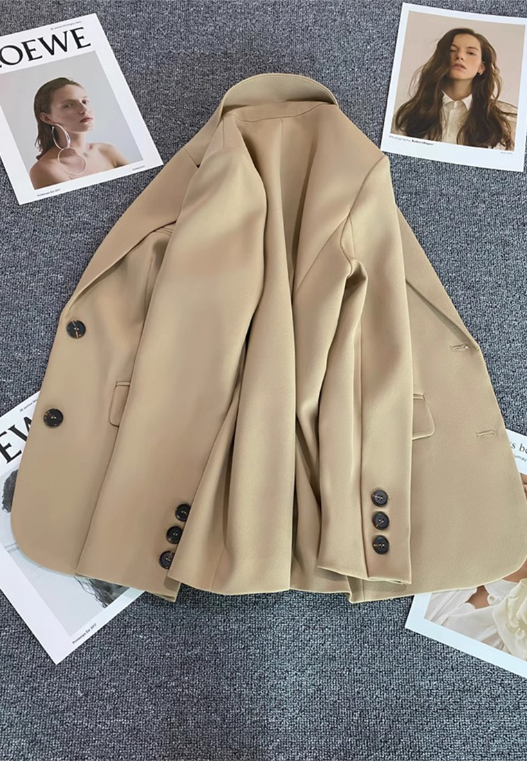 Autumn New Korean Style Loose Straight Cut Suit CA25102418BW