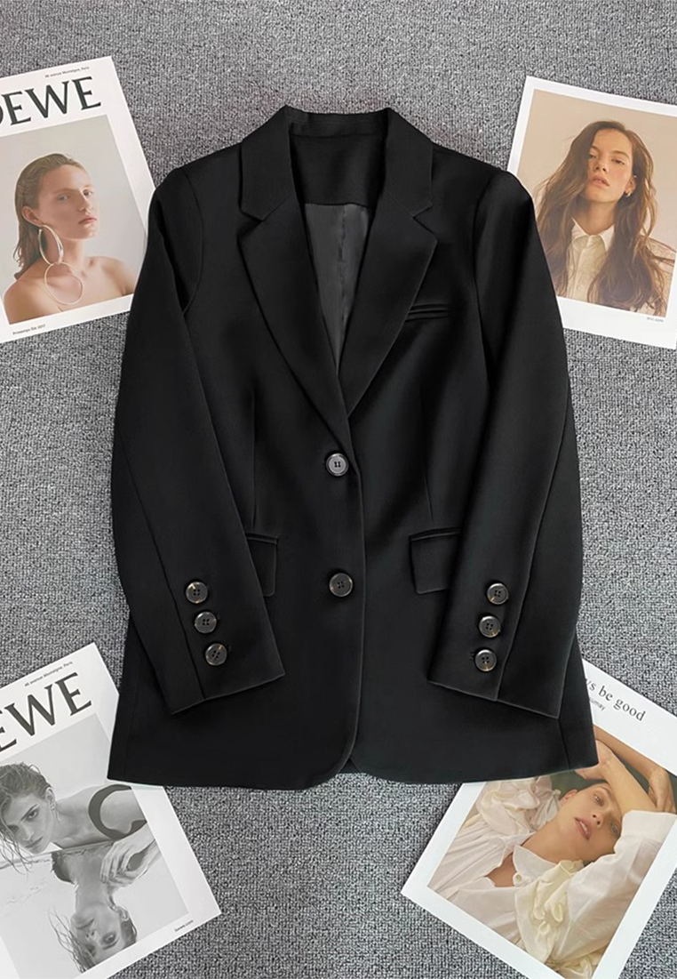 Autumn New Korean Style Loose Straight Cut Suit CA25102418BW