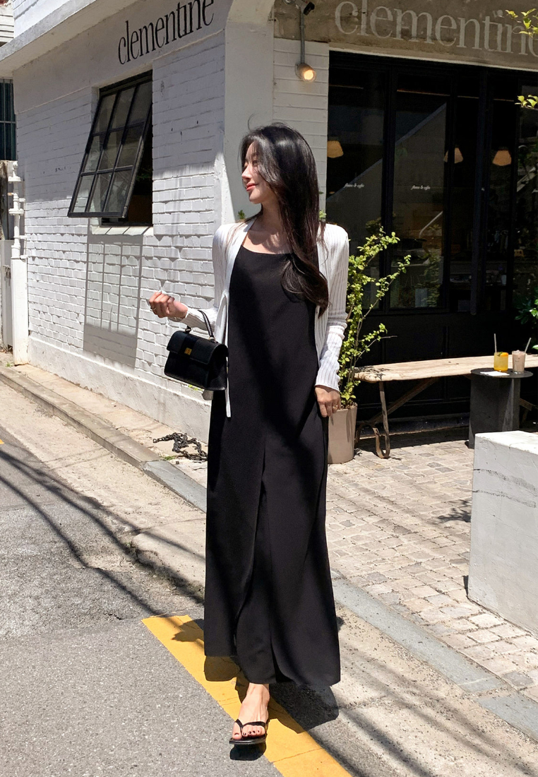 Chic Style Spaghetti Strap Front Slit Maxi Dress Multi Color K26042904