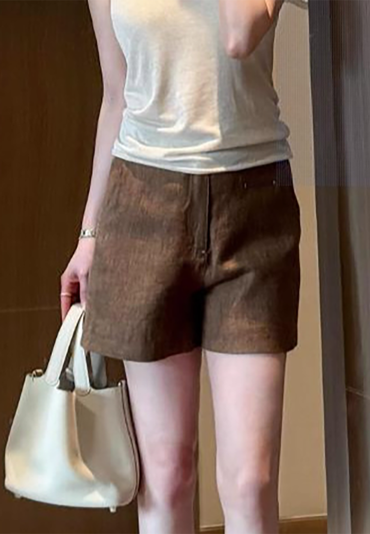 Summer New Retro High-waist Tencel Linen Shorts CA25061719BW
