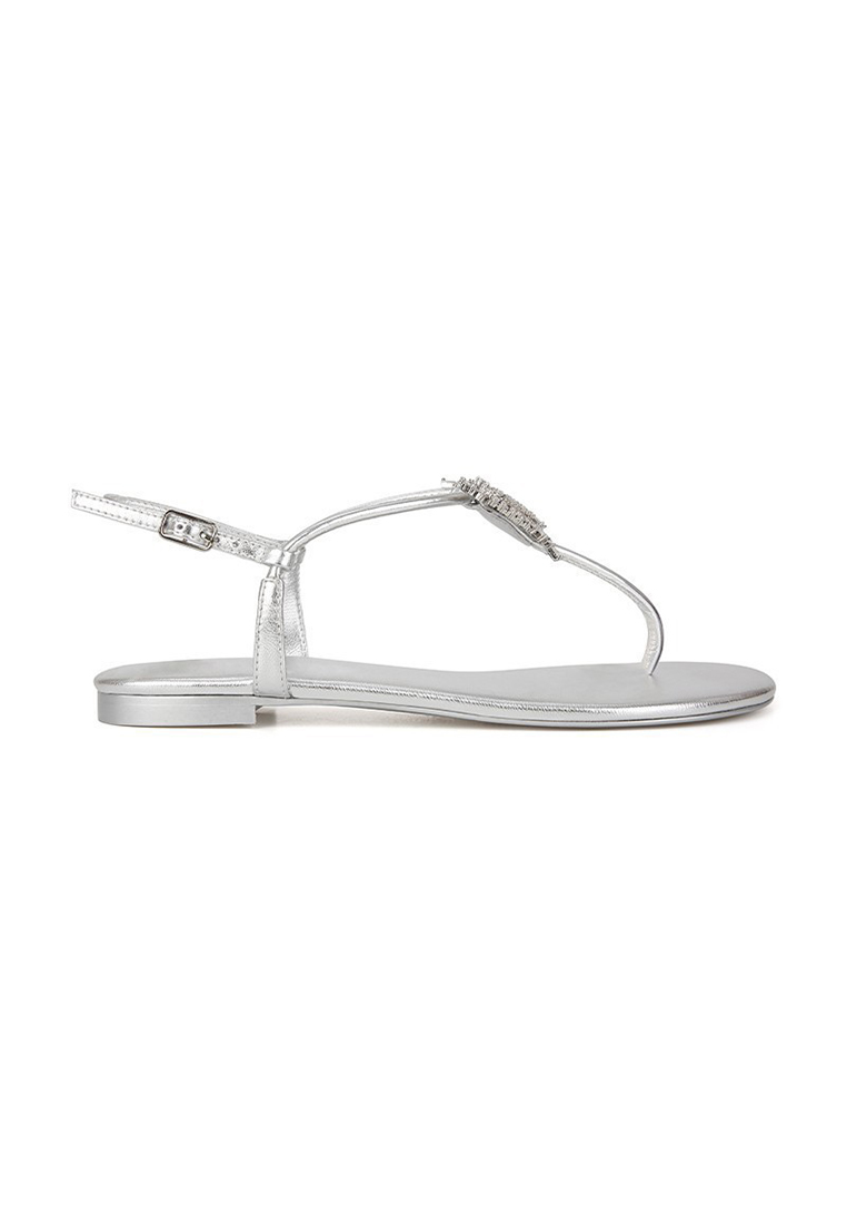 Rhinestone butterfly buckle clip-toe flat sandals CA225042218BK