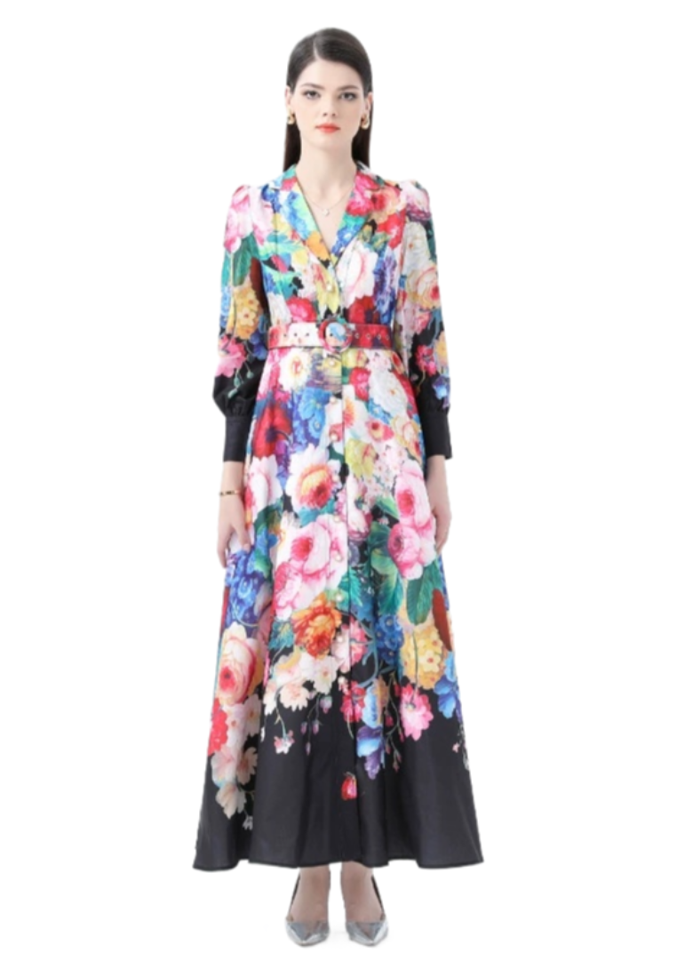 2025 Spring Suit Wave Edge Printed Dress CA25031218BK