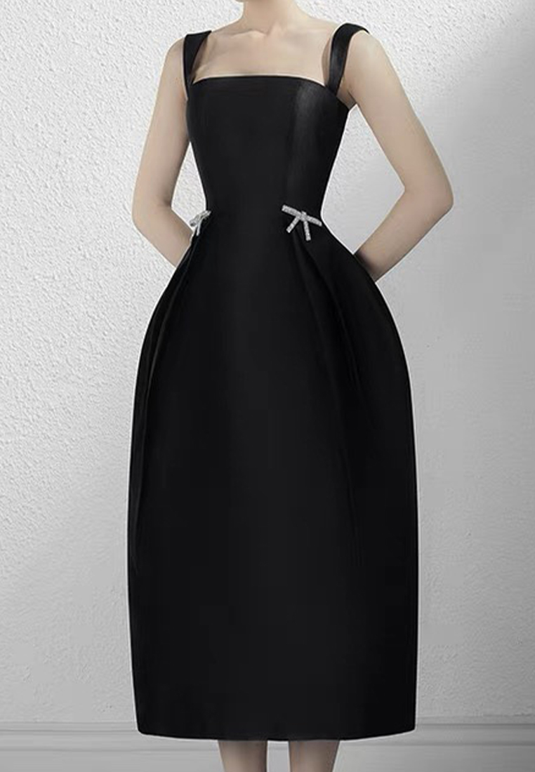 2024 Summer New Drop Strap Solid Color Skirt with Bra Dress CA4021918BK