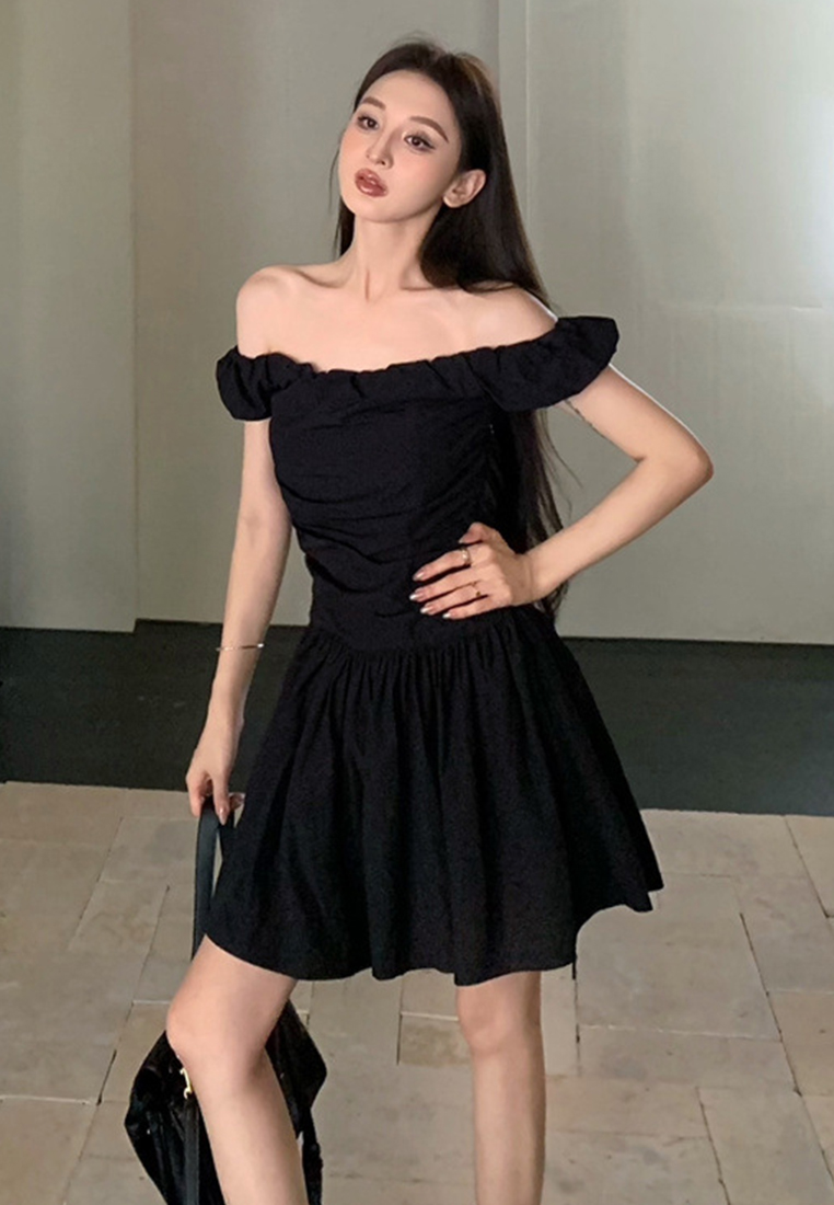 French Retro Square Neck Fashion Zipper Sleeveless Dress CA25060319BK