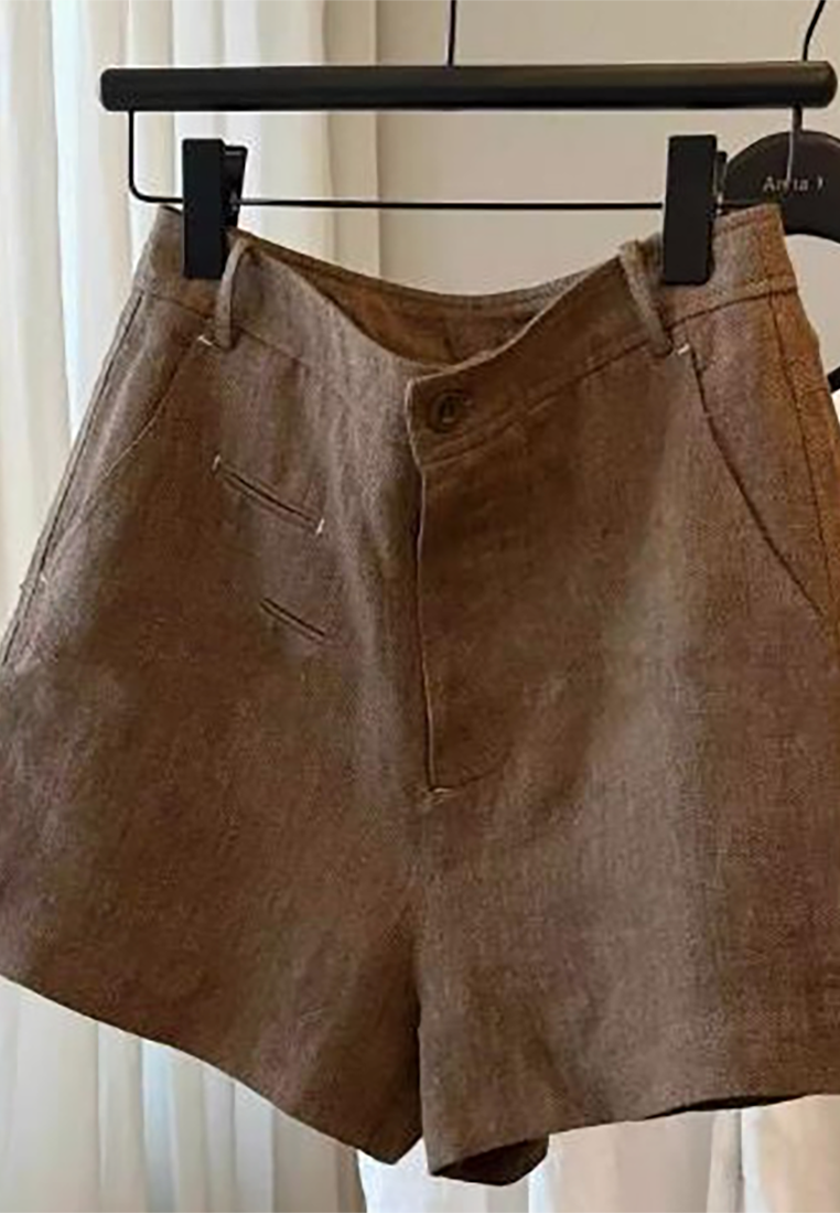 Summer New Retro High-waist Tencel Linen Shorts CA25061719BW