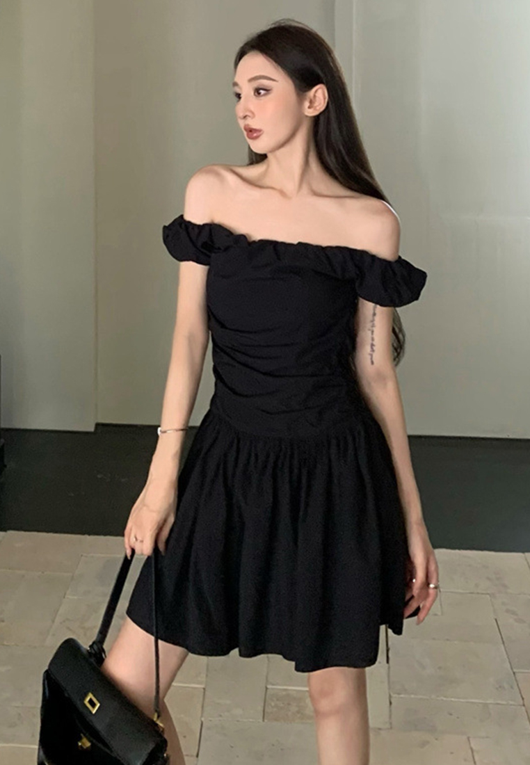 French Retro Square Neck Fashion Zipper Sleeveless Dress CA25060319BK