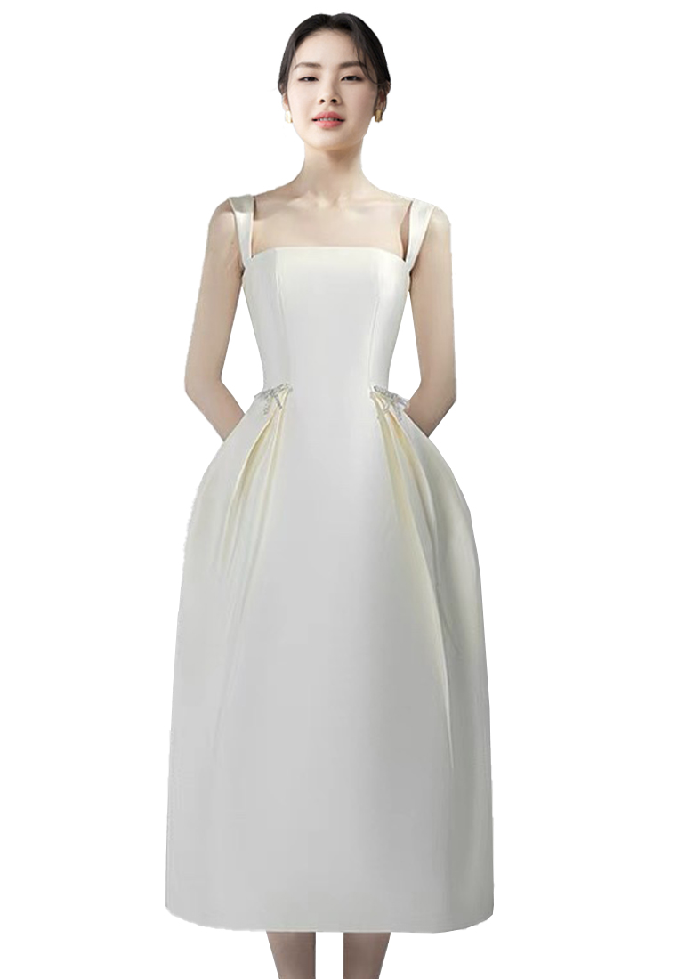 2024 Summer New Drop Strap Solid Color Skirt with Bra Dress CA4021918BK