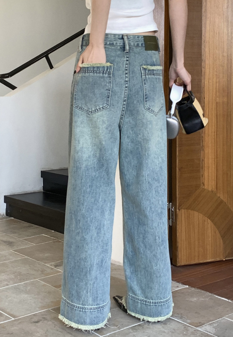 2024 Retro Blue Edge Loose fit Jeans CA24041018BL