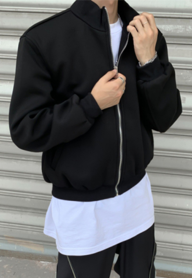 Autumn gray stand up collar jacket CA24101418BK