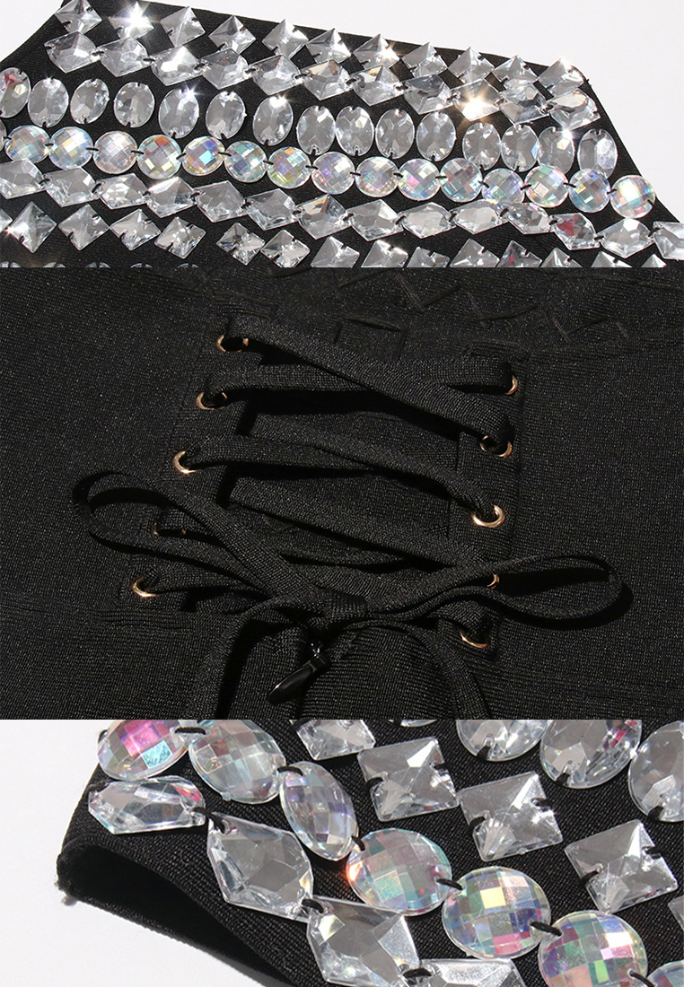 Fashionable temperament slim fit strapless dress CA242111918BK