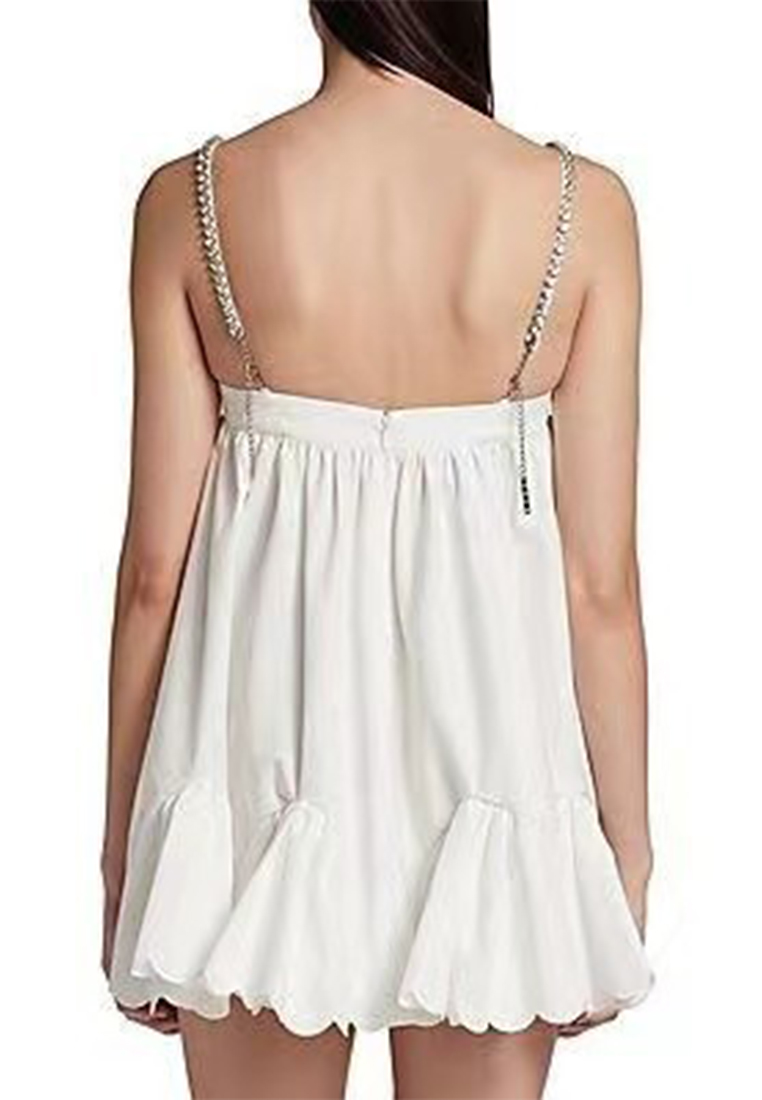 Fashionable suspender diamond strip large swing dress CA25042218W