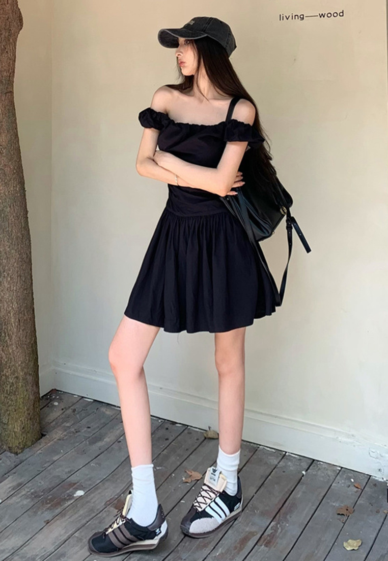 French Retro Square Neck Fashion Zipper Sleeveless Dress CA25060319BK