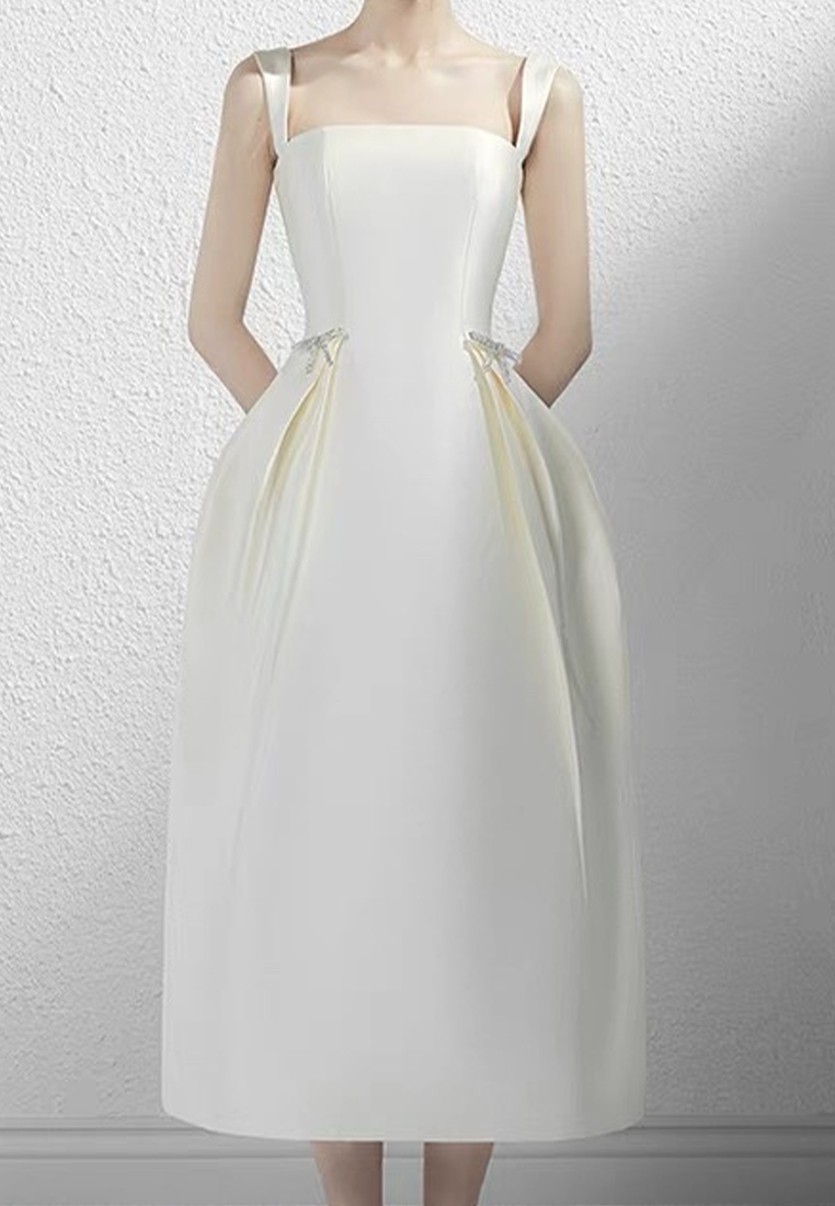 2024 Summer New Drop Strap Solid Color Skirt with Bra Dress CA4021918BK