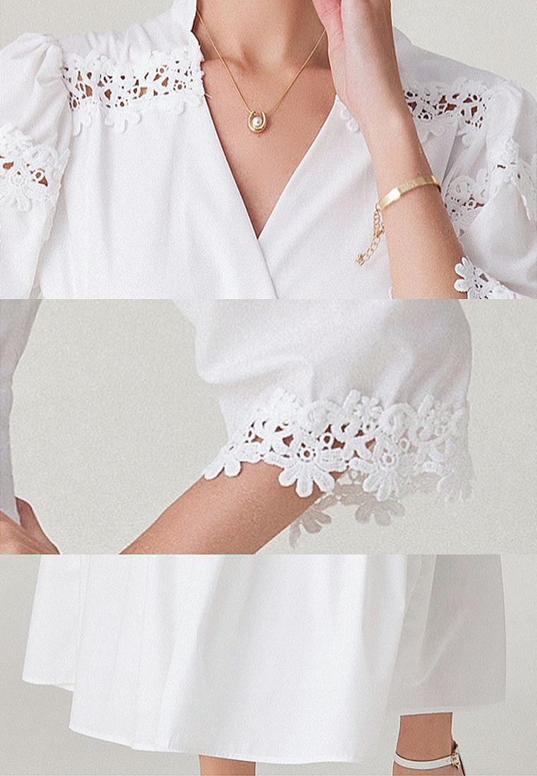 2024 beige V-neck dress medium length CA24032618W