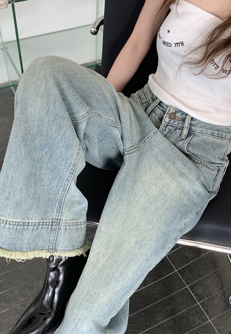 2024 Retro Blue Edge Loose fit Jeans CA24041018BL