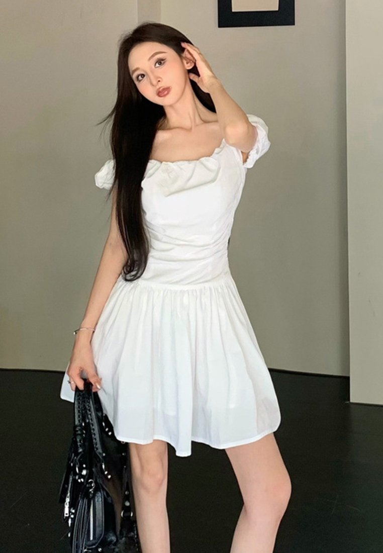 French Retro Square Neck Fashion Zipper Sleeveless Dress CA25060319BK