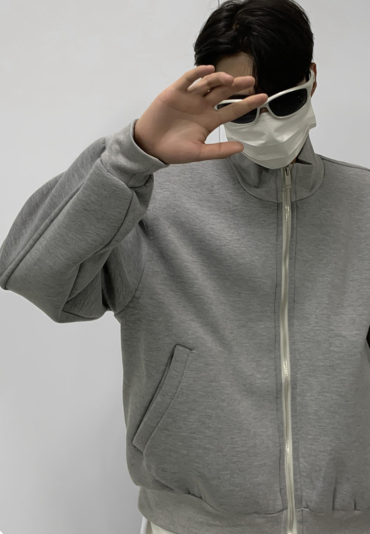 Autumn gray stand up collar jacket CA24101418BK