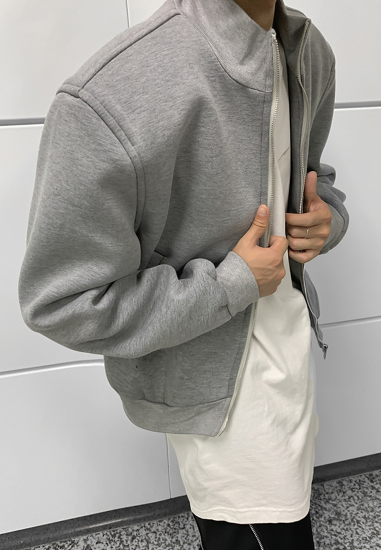 Autumn gray stand up collar jacket CA24101418BK