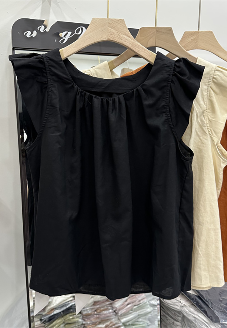 Summer new cotton and linen short top CA25070918BW