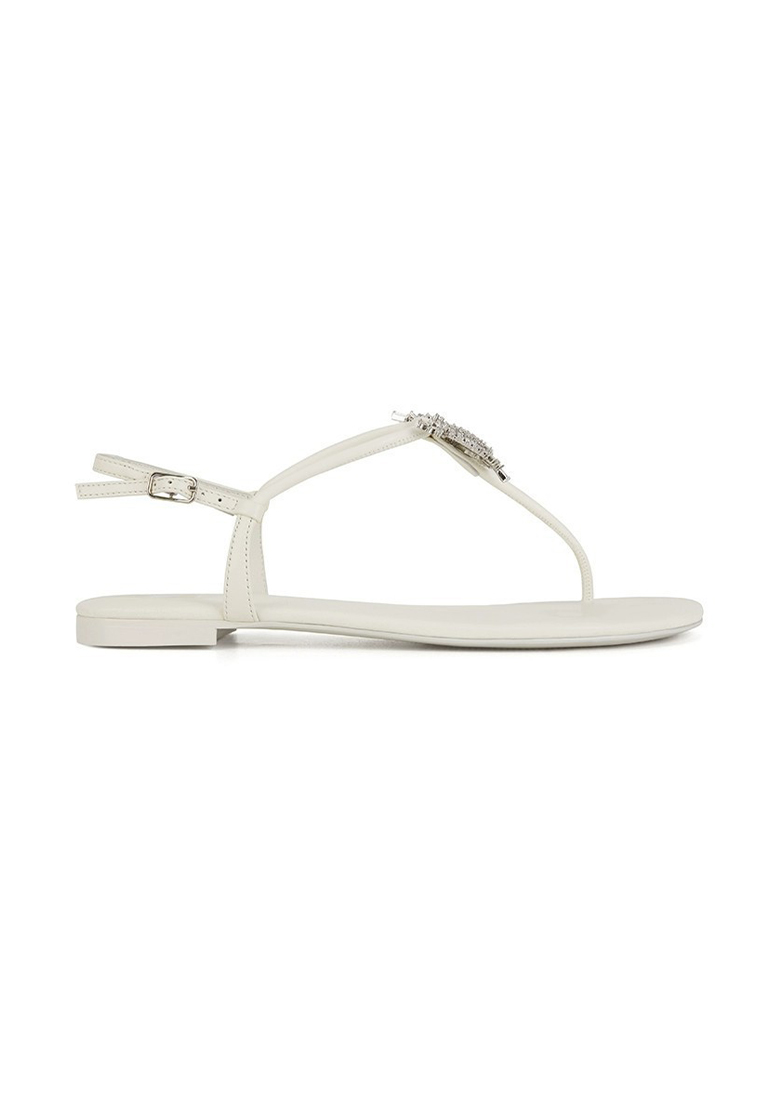 Rhinestone butterfly buckle clip-toe flat sandals CA225042218BK