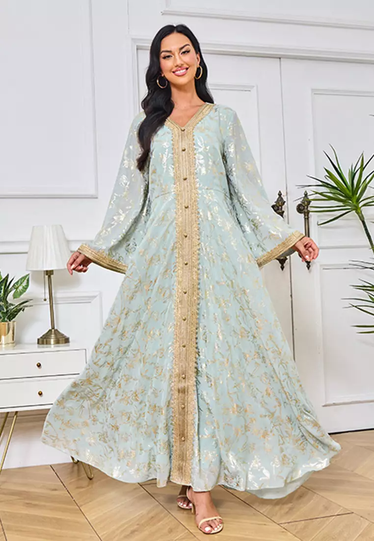 New women's diamond-set Kaftans Jubahs CA24021977DGGR