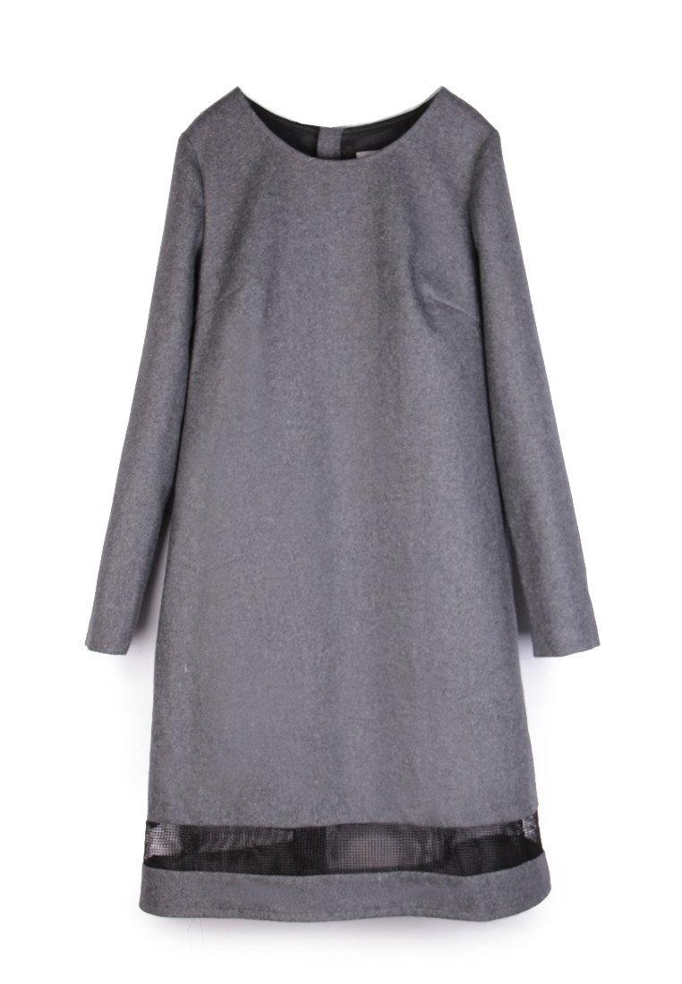 --Grey Fabric One Piece Dress 1822D0521-S
