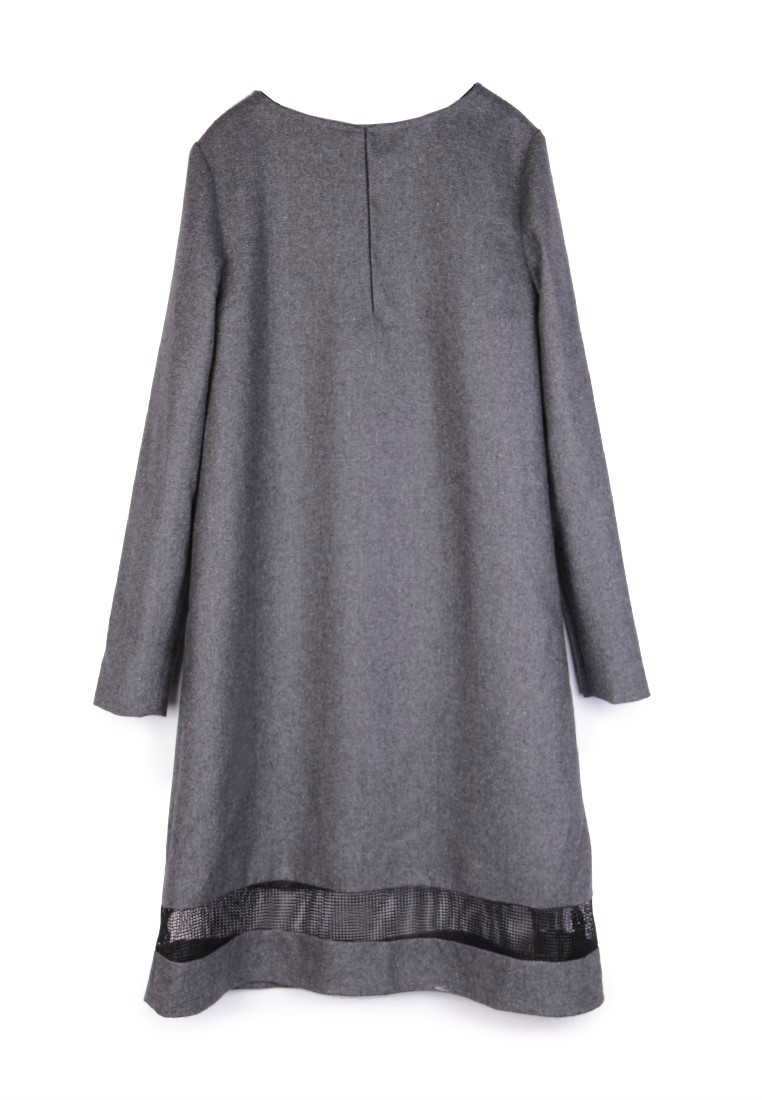 --Grey Fabric One Piece Dress 1822D0521-S