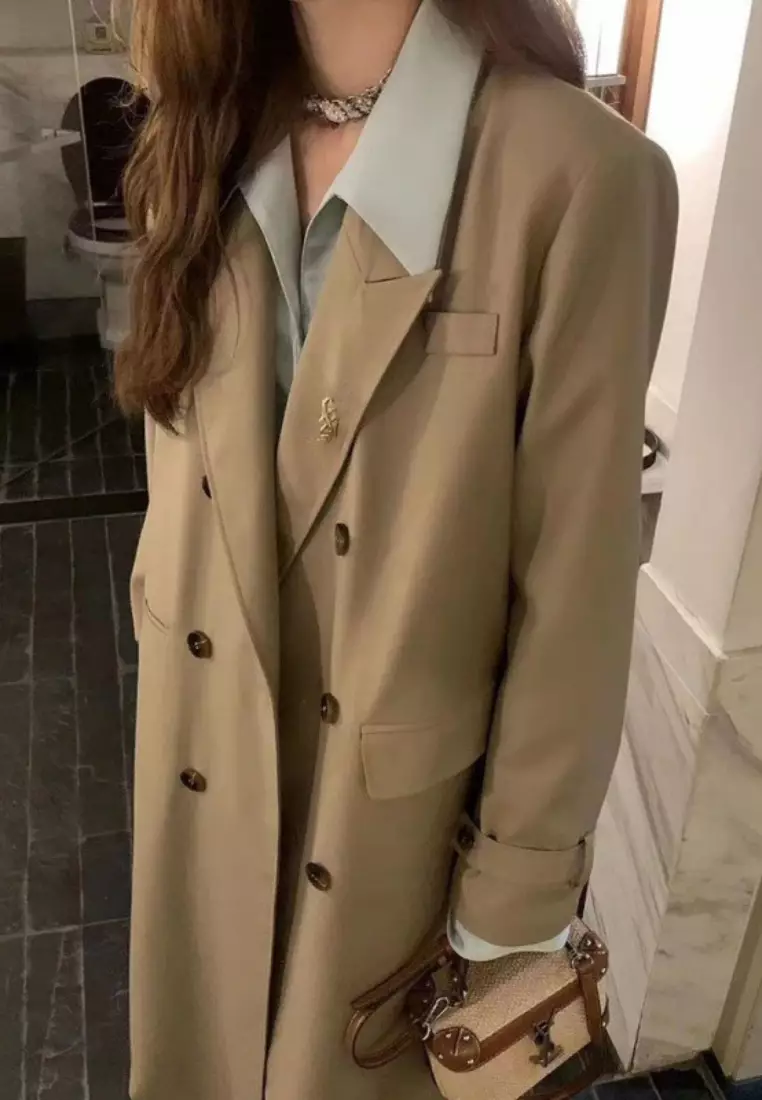 Boutique new high-end double-breasted long suit jacket K103101