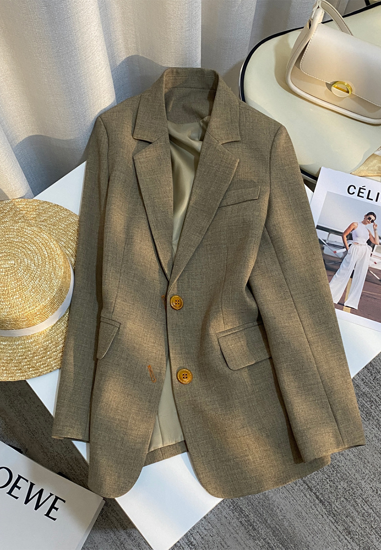 New Fall Gray-Green Commuter Casual Blazer CA25102419