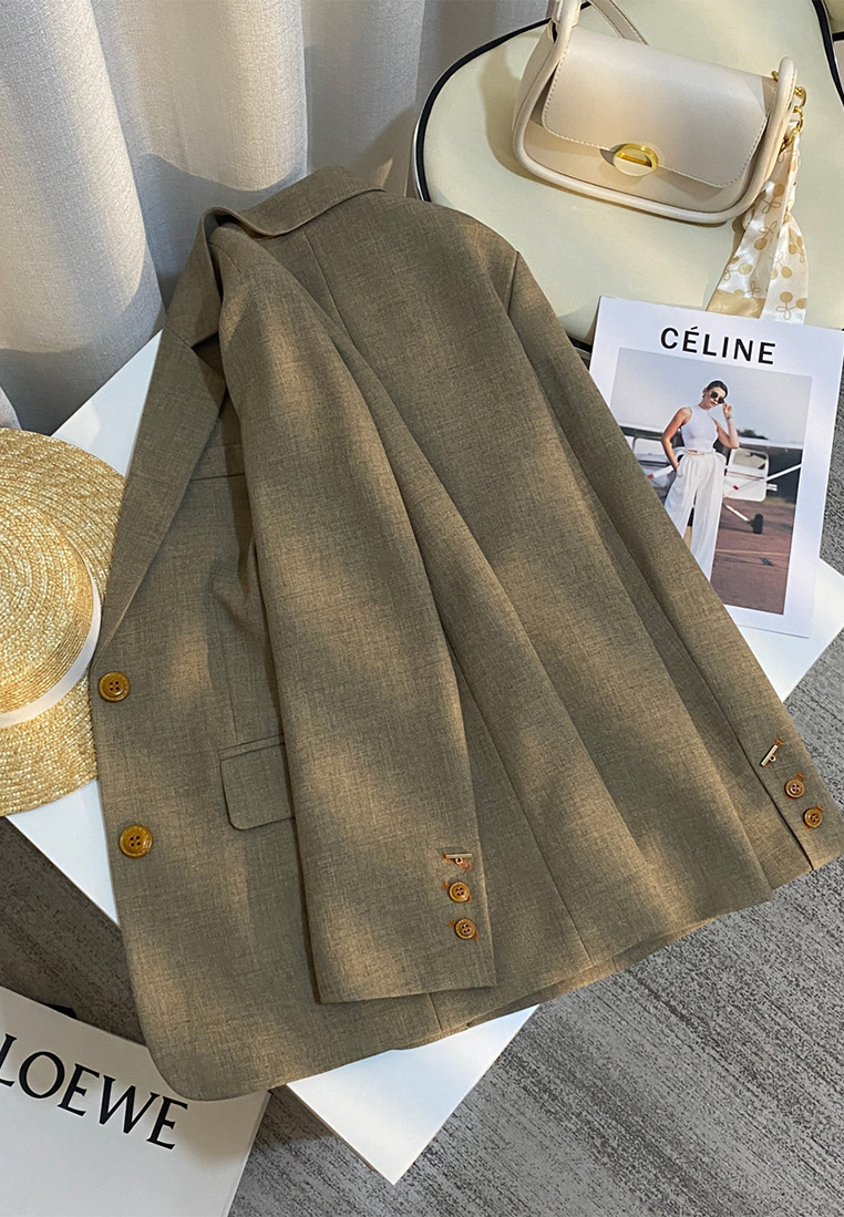 New Fall Gray-Green Commuter Casual Blazer CA25102419