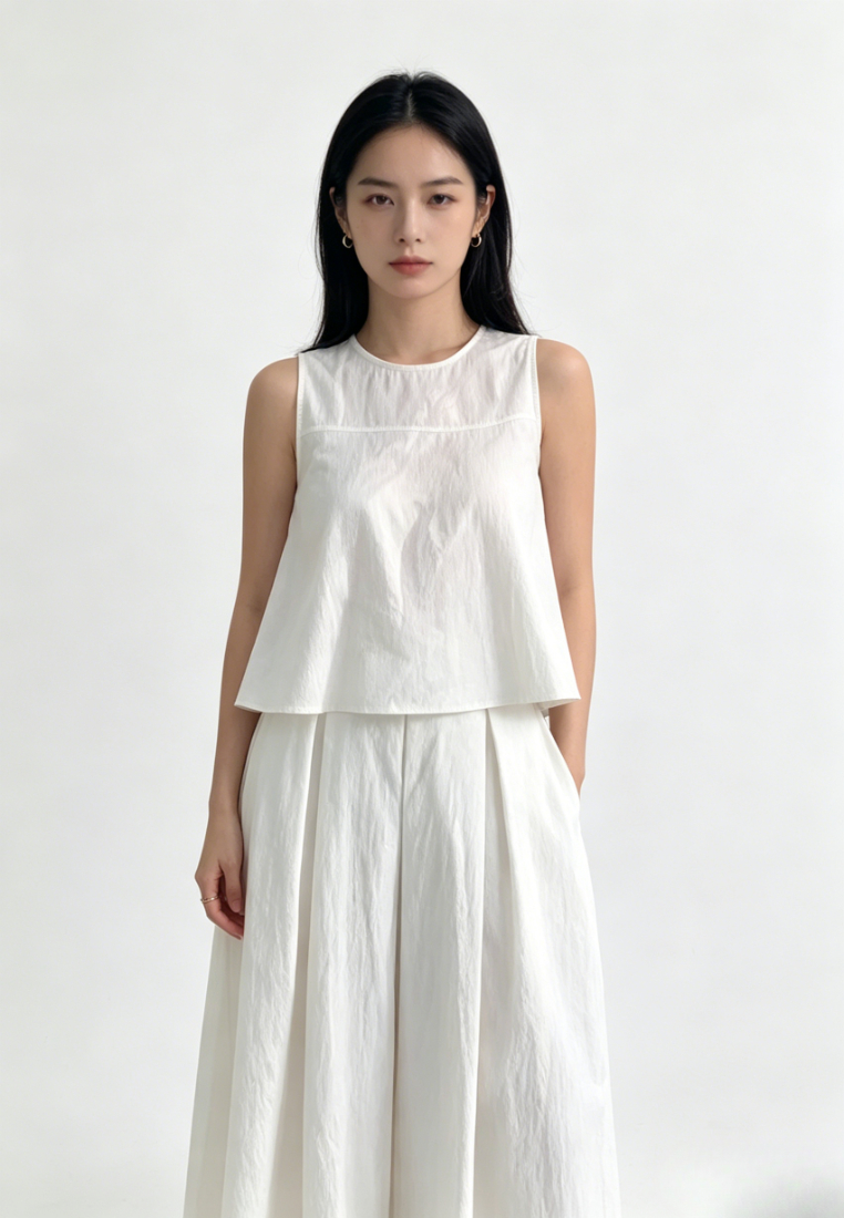 Chic Style Linen blend Sleeveless Crop Top Maxi Skirt Set Multi Color K26042903