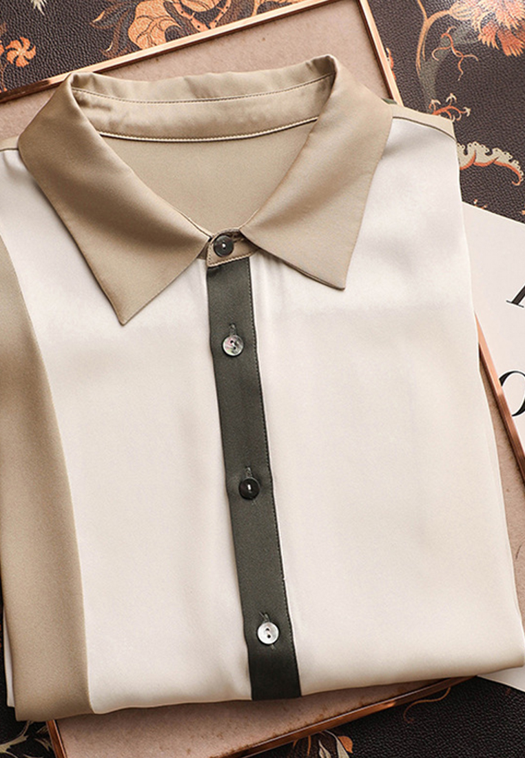 Three-color patchwork fashion temperament shirt CA110219