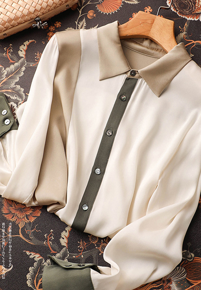 Three-color patchwork fashion temperament shirt CA110219