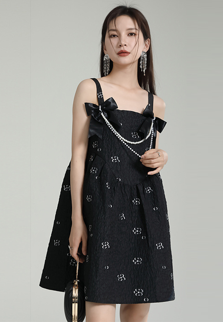 2024 High waisted suspender doll skirt jacquard dress CA24030119BK