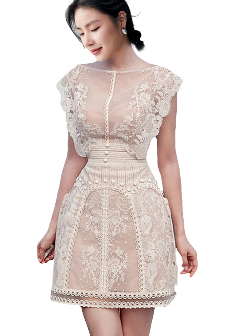 2024 Spring New Slim Fit Embroidered Flower Waist Small Dress Short Skirt for Women CA4021919BE