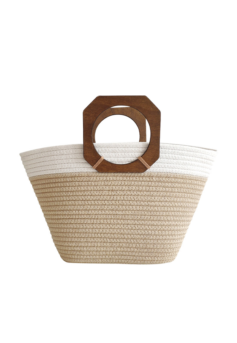 Women's Vintage Large Capacity Cotton Rope Braided Bag CA24061719