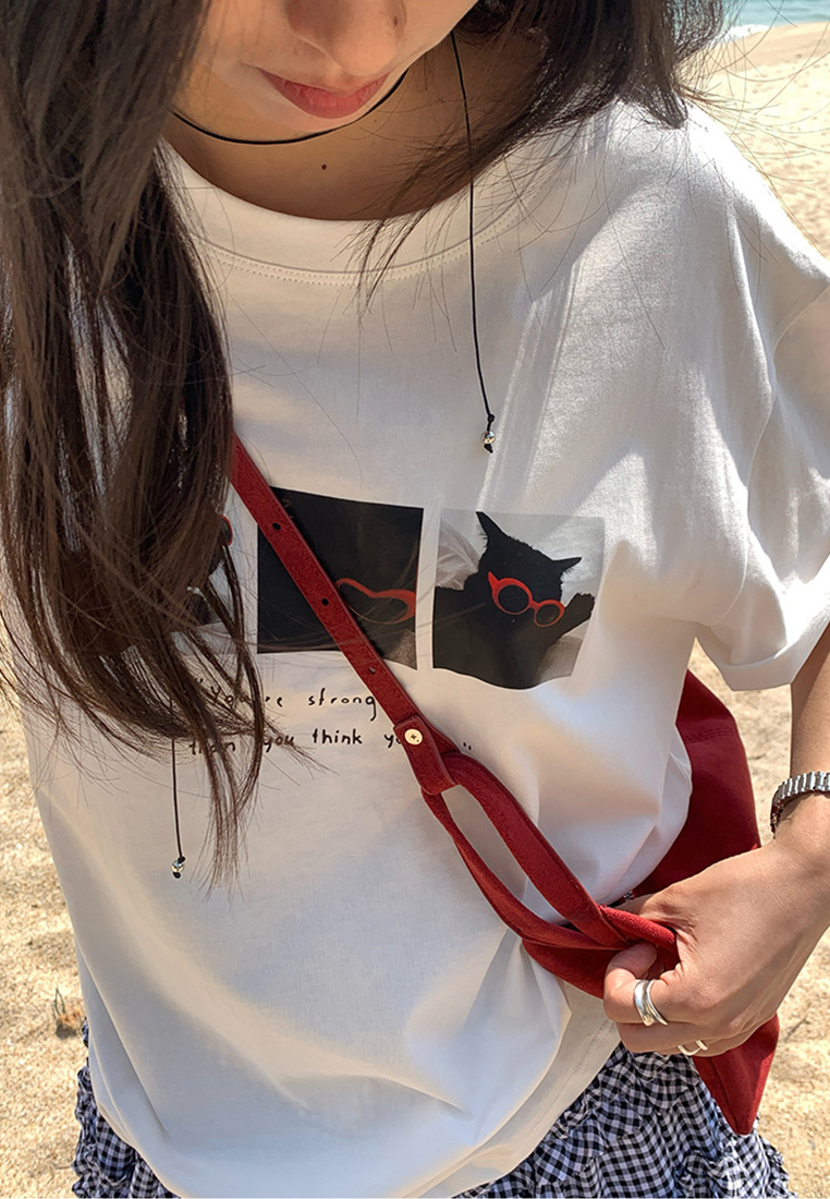 Summer Printed Simple Round Neck T-shirt CA25042919BL