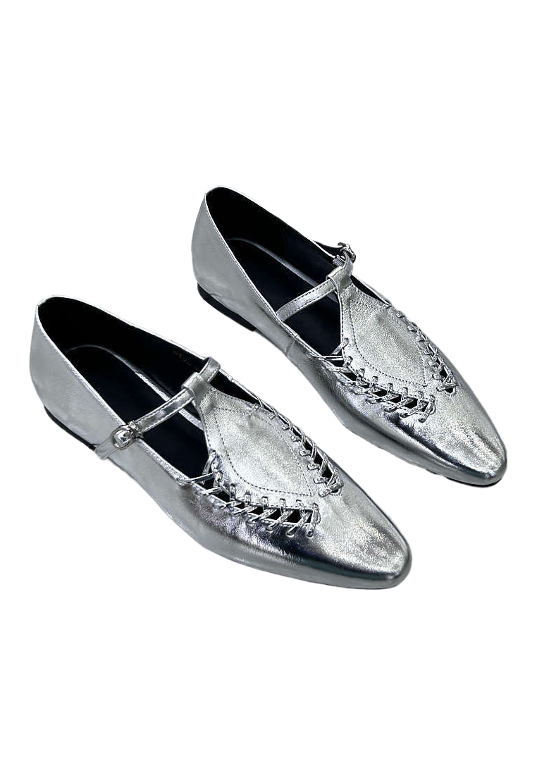 Summer pointed leather woven hollow flat shoes CA225042219SL