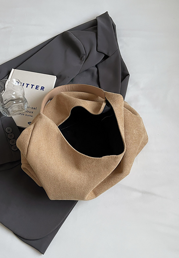 New Autumn Winter Commuter Suede Shoulder Tote Bucket Bag CA25110719BK