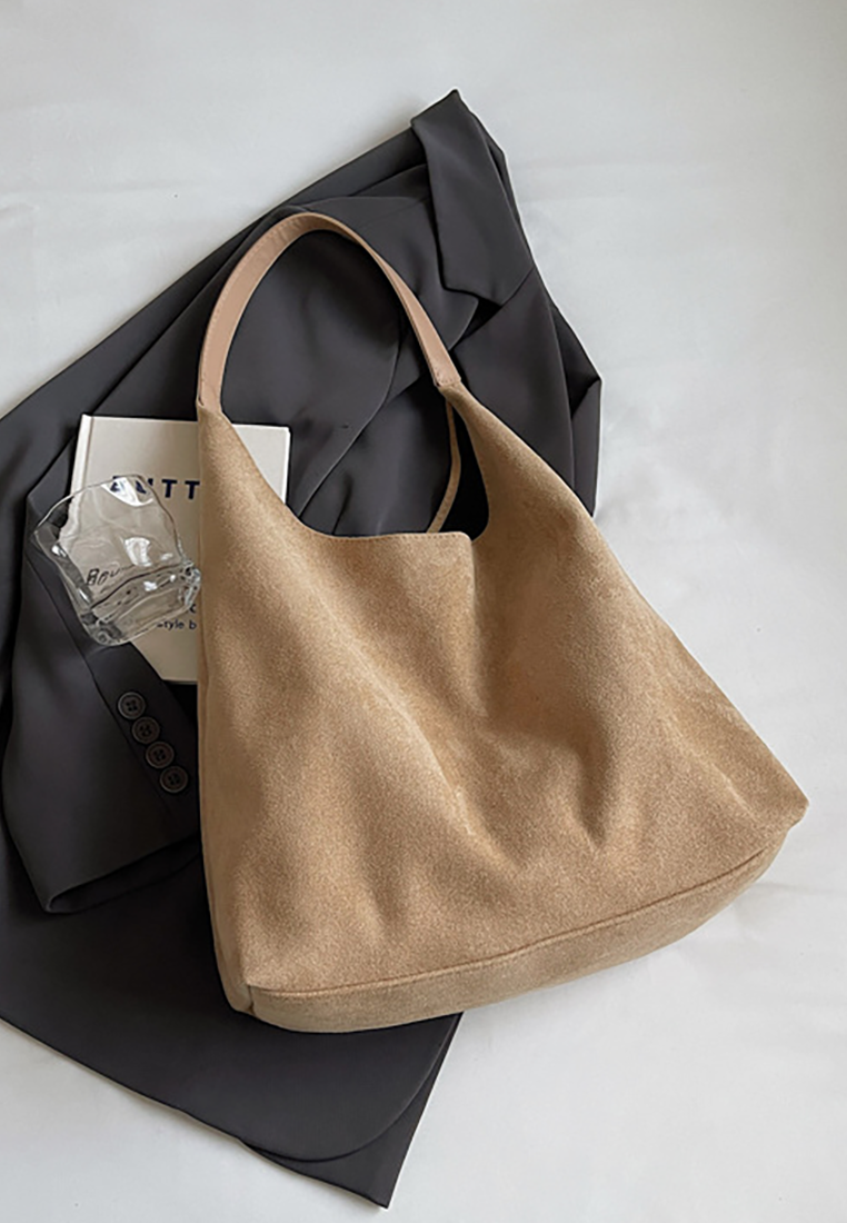 New Autumn Winter Commuter Suede Shoulder Tote Bucket Bag CA25110719BK