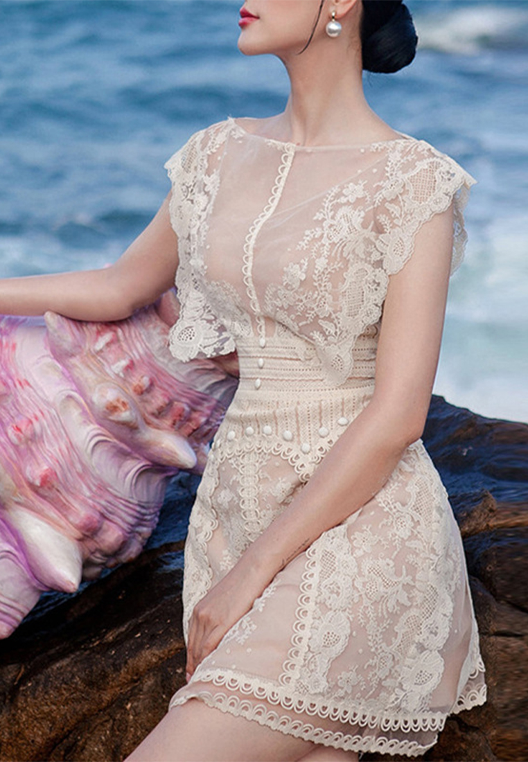 2024 Spring New Slim Fit Embroidered Flower Waist Small Dress Short Skirt for Women CA4021919BE