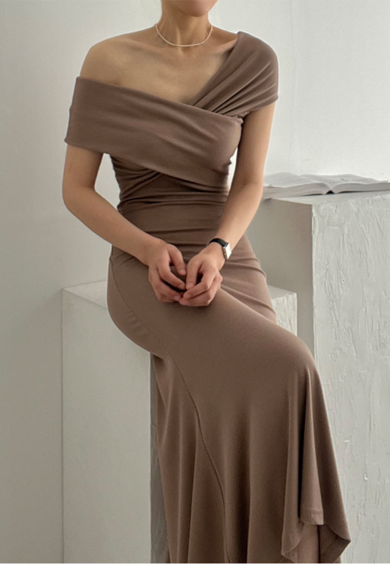 Korean style off shoulder long dress c