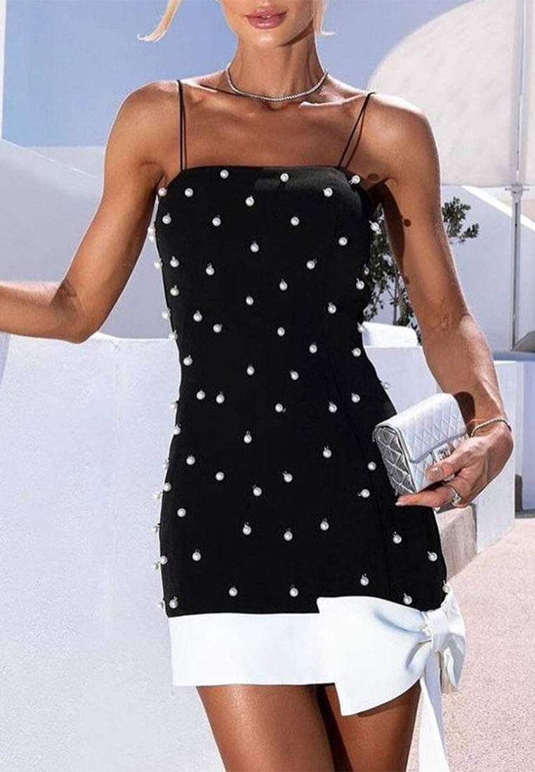 2024 Black Bow Strap Dress CA242111919BK