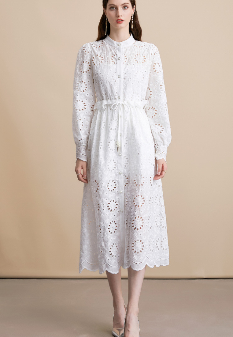 Autumn/Winter New Fashionable White Lace Dress CA25091419W
